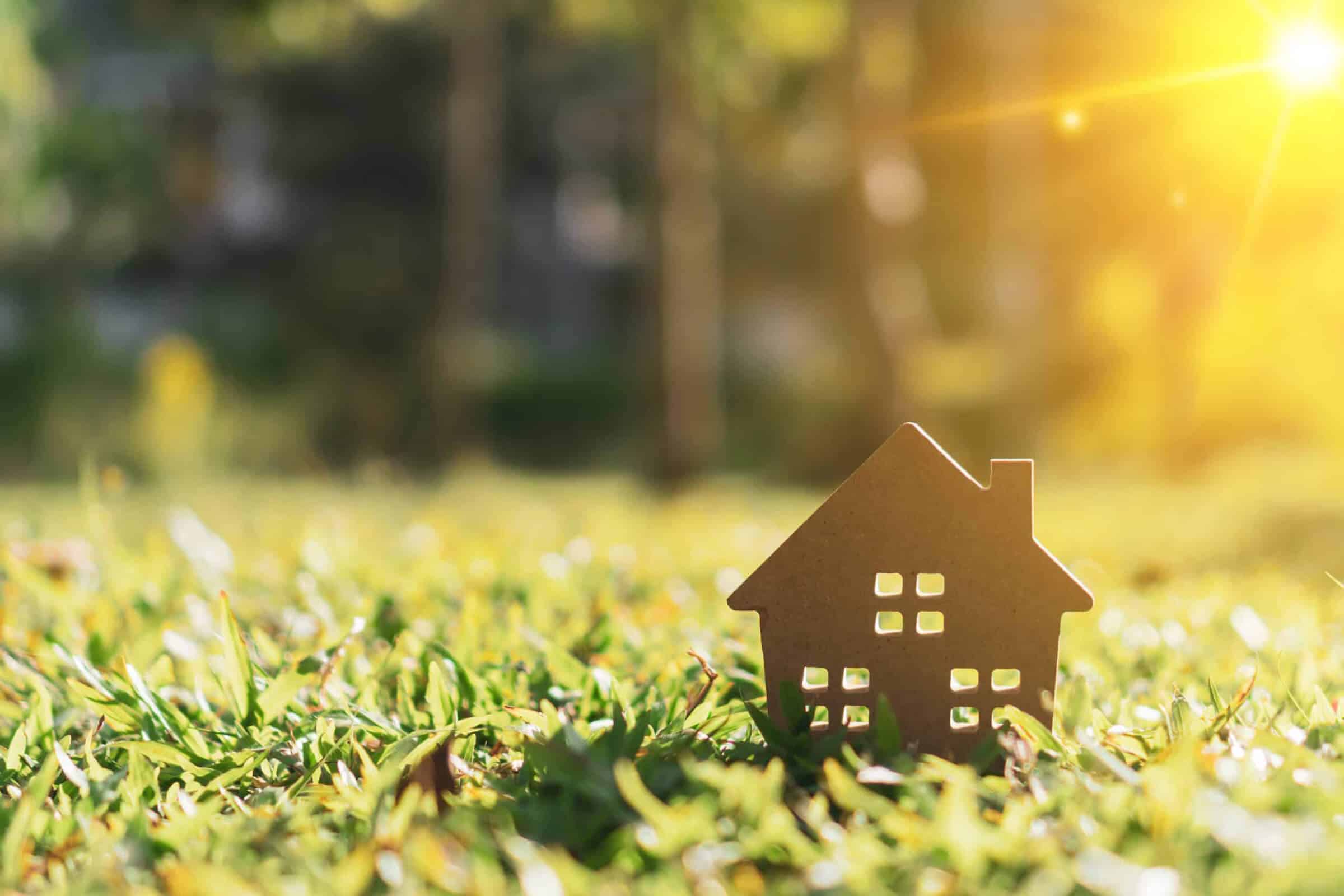 Wooden house on a lawn